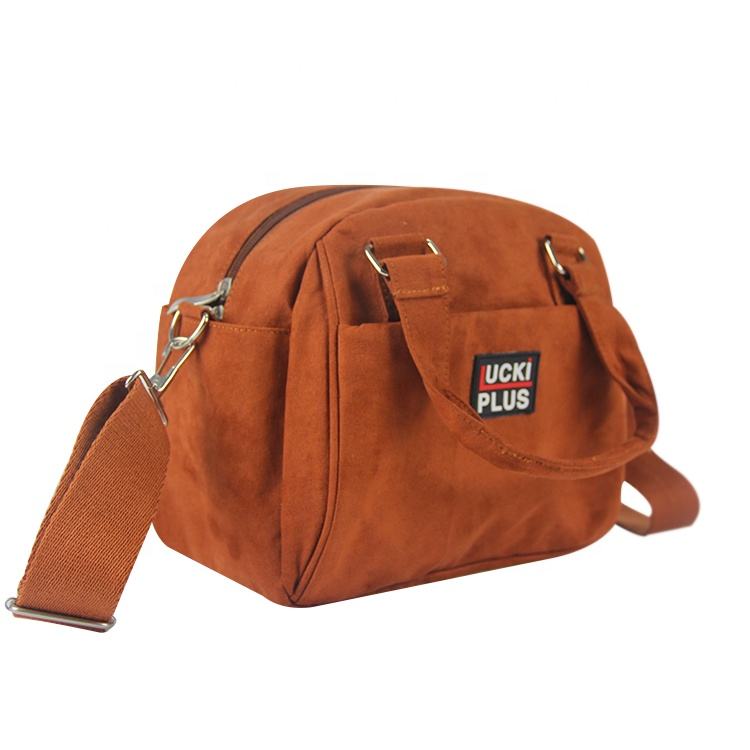 Fashionable Brown Velvet Flannelette Adjustable Shoulder Custom Messenger Bag Crossbody Women