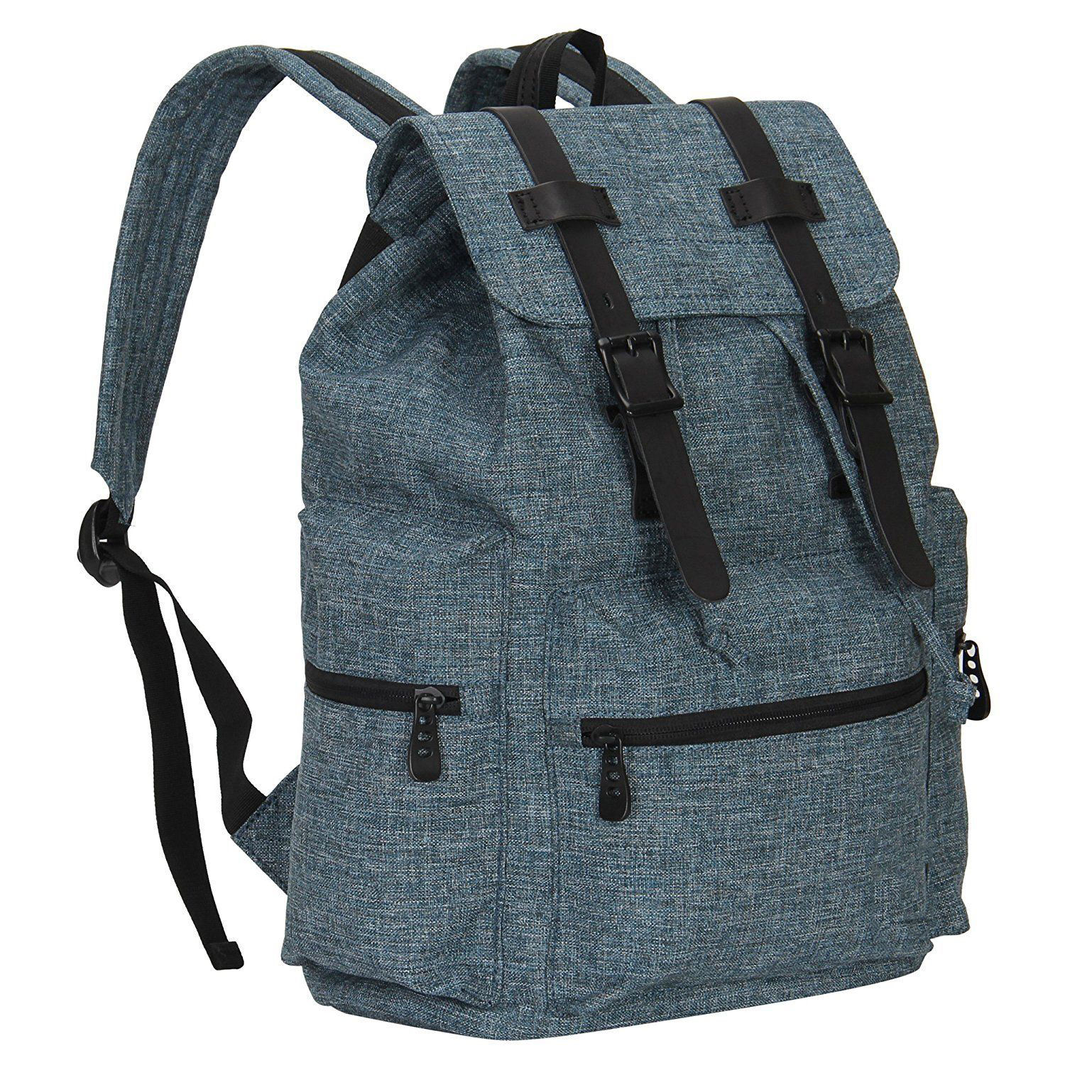 십대를 위한 빈티지 플랩 배낭 캔버스 졸라매는 끈 배낭 여행 하룻밤