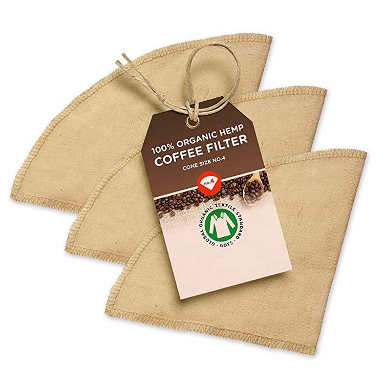 Reusable eco friendly 100% GOTS jute cotton fabric coffee filter
