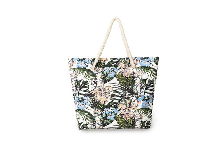 초대형 디지털 인쇄 풀 패턴 비치 폴리에스터 캔버스 토트 백 새 비치 백(로프 핸들 포함)