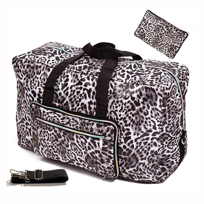 Fashion Lady Leopard Print Duffel Bag Extra Large Foldable Travel Organizer Duffle Bag