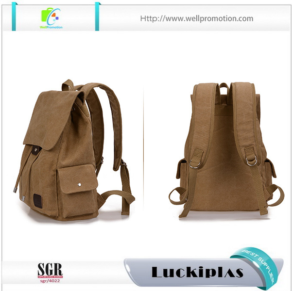 빈티지 캔버스 졸라매는 끈 배낭 가방, 하이킹 배낭 배낭