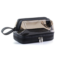 Fashion Transparent Black PVC Makeup Bag Water Resistant Cosmetic Storage Bag Portable Toiletry Pouch