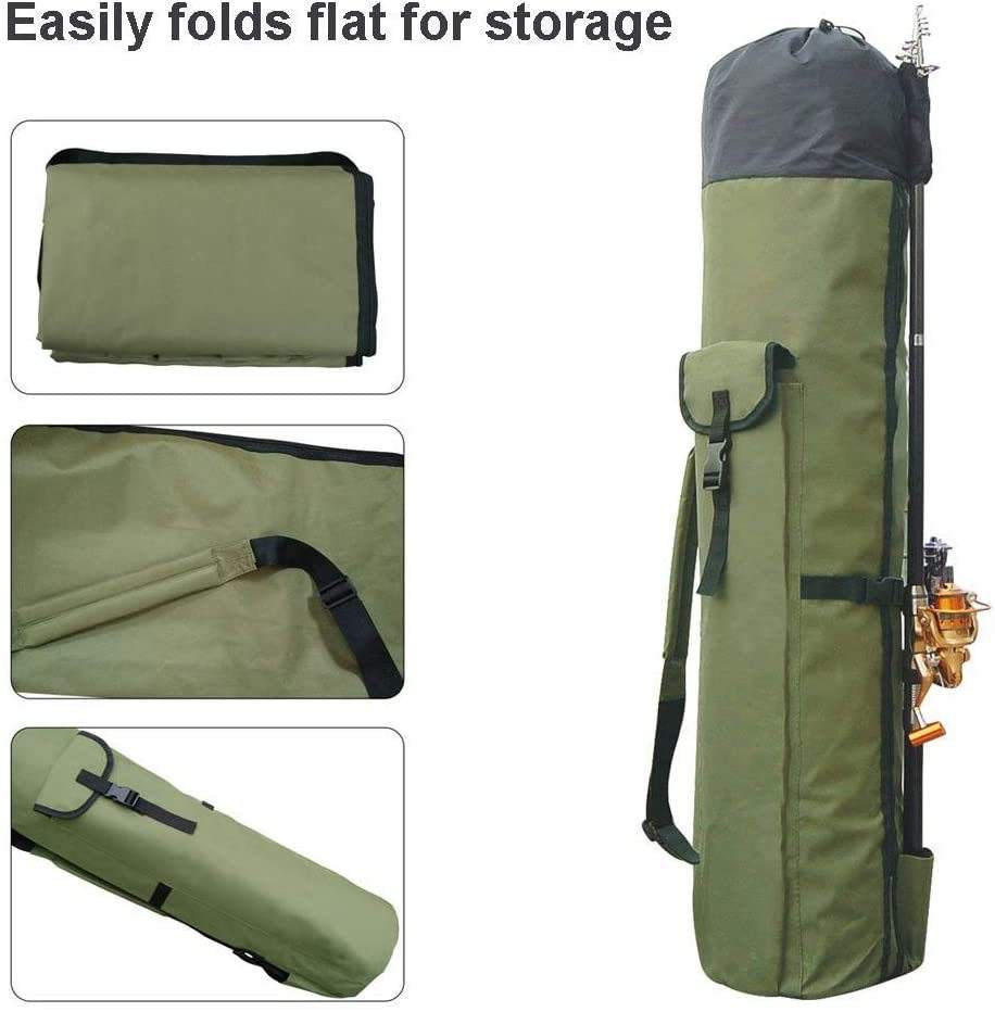 Hot sales Canvas fishing rod holding bag A fishing tackle bag holds 5 rod bundles in pockets