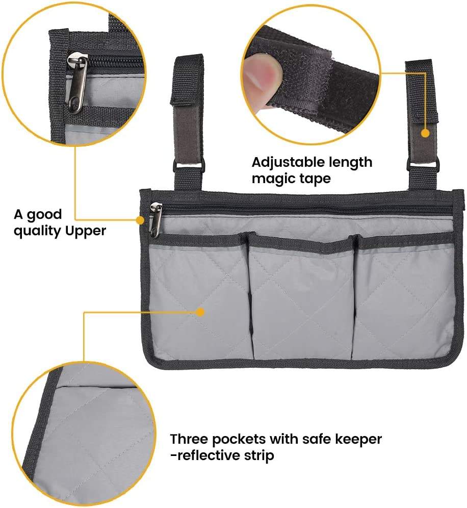 Wheelchair Carry Bag Arm Rest Pouch For Rollator Walkers Power Wheel Chairs And Knee Scooters Side Storage Organizer Factory