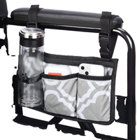 Factory Direct 600d Waterproof Walker Bag Pouch With Cup Holder Wheelchair Side Bag Hand Free Storage Bag