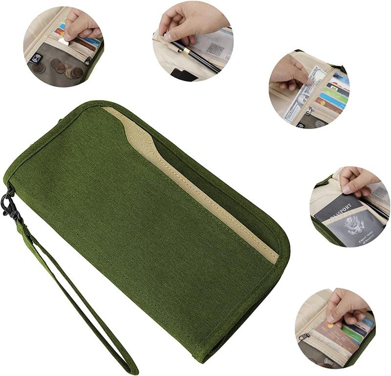Customized Travel Wallet Passport Holder Document Organizer Pouch with Card Holder and Key Holder with Portable Handle