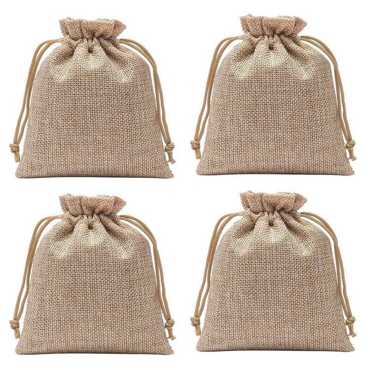 Customized Eco-Friendly Jute Gift Bag Nylon Drawstring for DIY Craft Jeweley Pouch