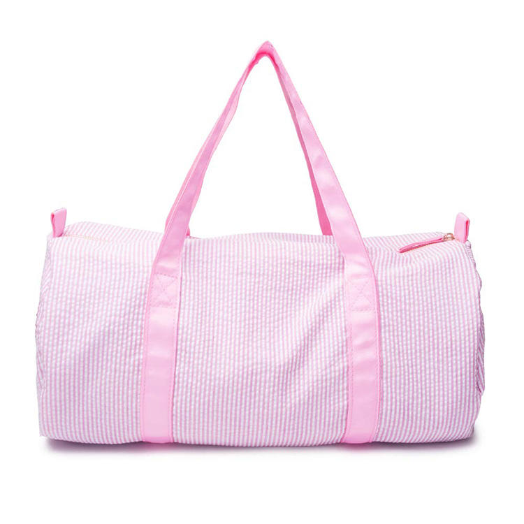 Lightweight Pink Seersucker Polyester Kids Dancing Gym Sport Tote Bag Cute Travel Duffel Bag