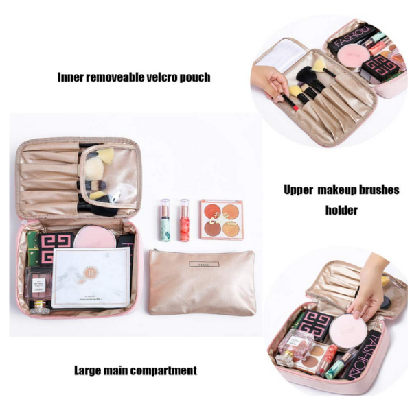 Borsa da toilette extra large da 2 pezzi borsa cosmetica portatile per pennelli oem da viaggio