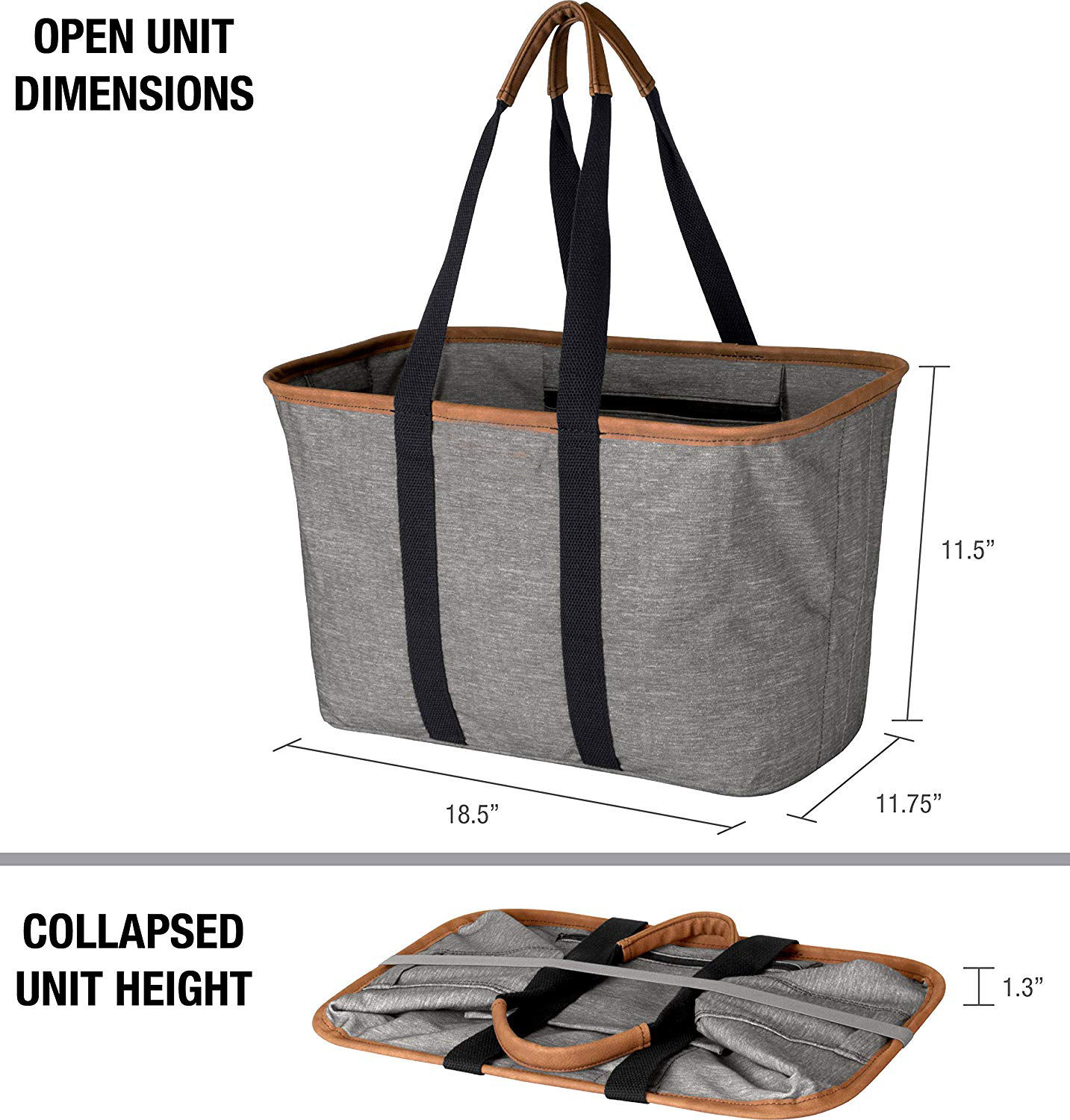 Reusable Collapsible Durable Grocery Shopping Bag , Heavy Duty Large ...