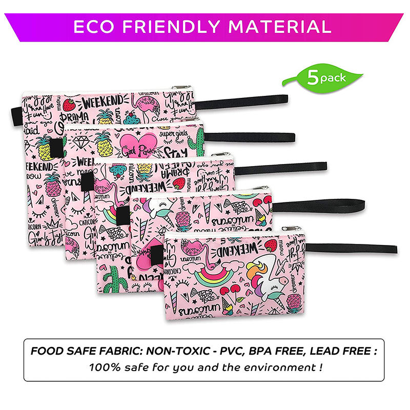 Eco friendly reusable sandwich bag dual layer snack bag with zipper fpr kids