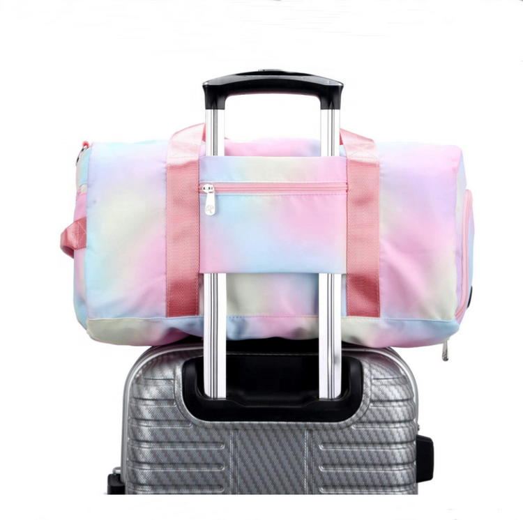 Portable Custom Print Logo Weekend Overnight Luggage Shores Pocket Duffel Bag Colorful Rainbow Crossbody Bag Sport