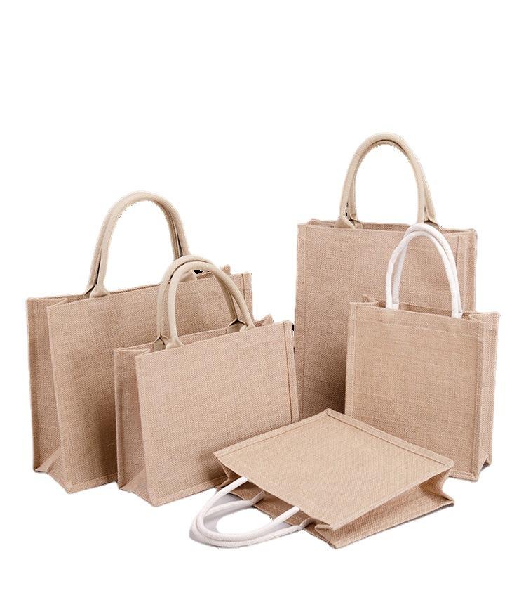 Wholesale Recycle Large Canvas Jute Burlap Tote Shopping Bag with Custom Logo