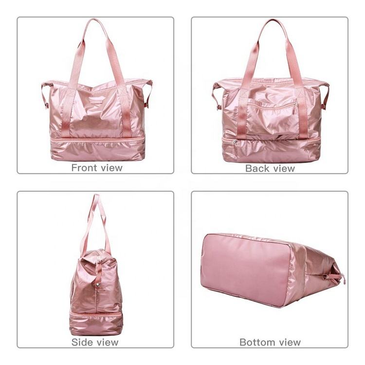 New Arrival Shine Waterproof Ladies Tote Bags Travel Portable Two Layers Utility Multi-functional Large Tote Bag