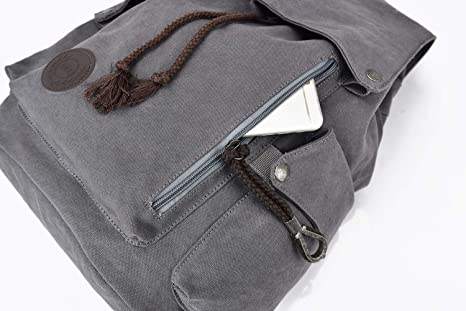 Custom Canvas Backpack Vintage Backpack Daypack for Men Women Laptop School Travel Rucksack Grey