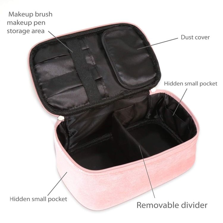 Luxury Velvet Women Makeup Bag Portable Cosmetic Storage Bag Lovely Pink Color Bride Make Up Bag