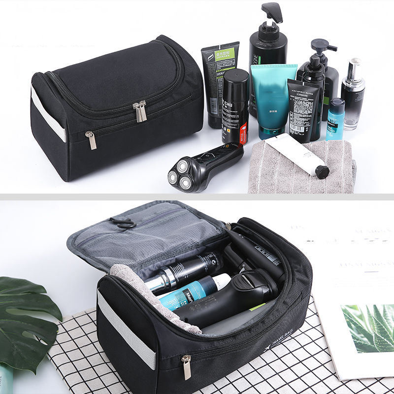 Water-resistant factory large capacity simple wholesale high quality oxford portable leather cosmetic make up pouch bag
