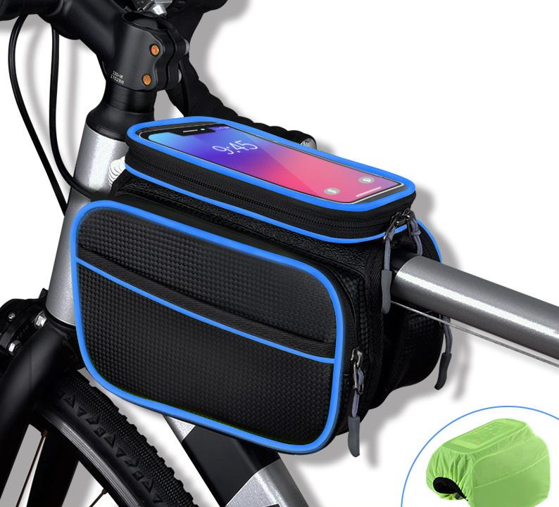 Bicycle front beam large capacity waterproof mobile phone beam hanging bag saddle bag