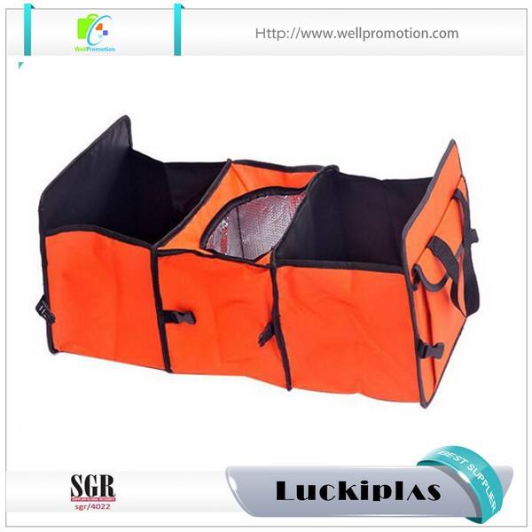 쿨러 컴파트먼트가 있는 접을 수 있는 여행용 토트 자동차 트렁크 오거나이저