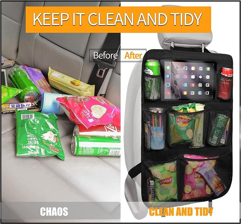 Car Backseat Organizer Kick Mats Back Seat Protector with Touch Screen Tablet Holder Waterproof Car Back Seat Organizer for Kids