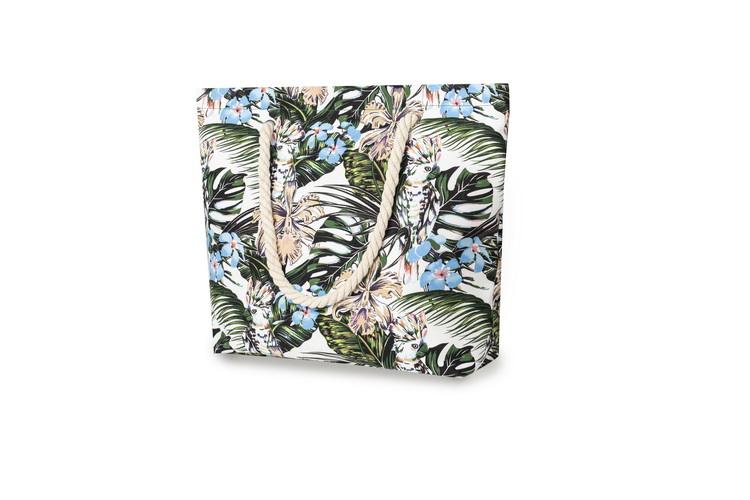 초대형 디지털 인쇄 풀 패턴 비치 폴리에스터 캔버스 토트 백 새 비치 백(로프 핸들 포함)