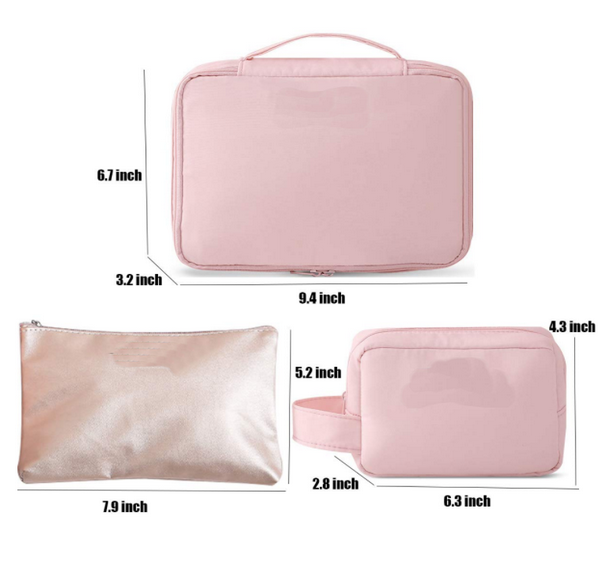 Borsa da toilette extra large da 2 pezzi borsa cosmetica portatile per pennelli oem da viaggio