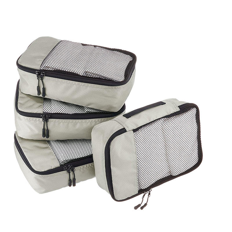 Blue Customized Luggage Organizer Clothes Shoe Storage Bag 4 PCS Set Travel Packing Cubes For Suitcase