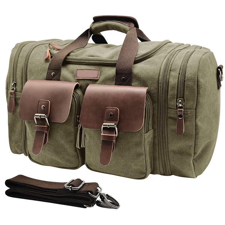 waterproof promotional outdoor canvas travel duffel bag with shoes compartment for man high quality weekender travel bag