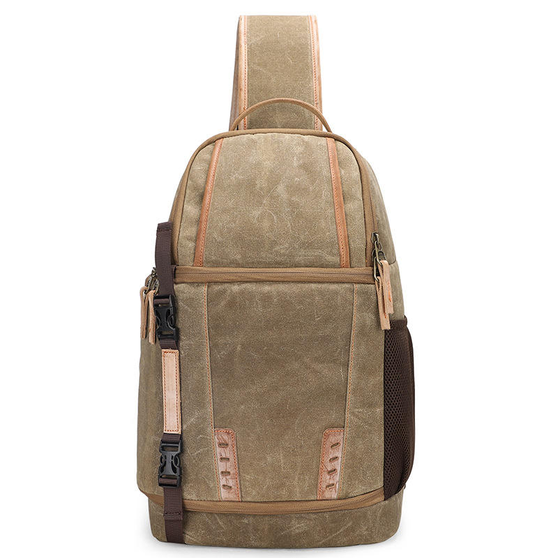 waterproof vintage padded camera sling backpack bag with removable inserts shockproof wax canvas camera case