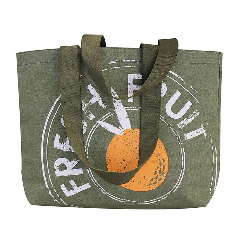 Heavy Duty Cotton Canvas Large Multi Purpose Reusable Grocery Shopping Tote Bag with Long Handle