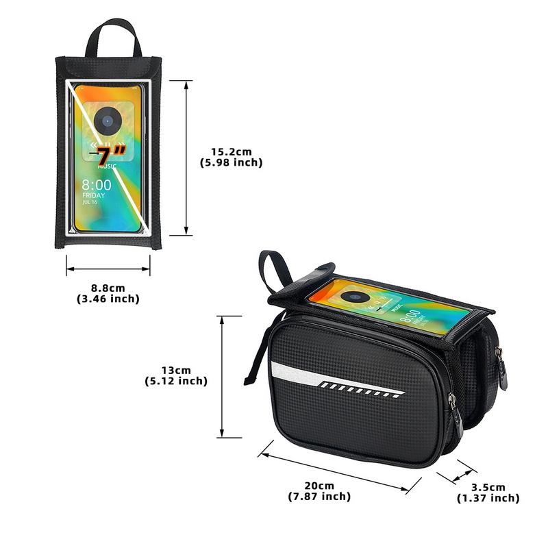 Travel Small Bicycle Frame Top Tube Bags Custom Logo Waterproof Bike Front Bag With Mobile Phone Holder