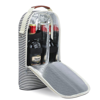 BSCI Factory 2 Bottles Wine Insulation Bags Portable Thickened Aluminum Foil Refrigerated Wine Cooler Bag