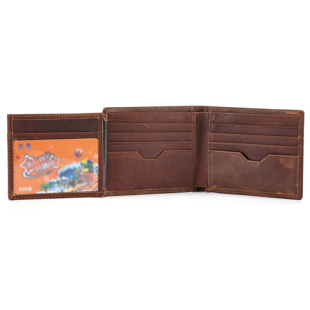 Factory hot sales Amazon's news wallet men's multi-card business horizontal wallet leather wallet