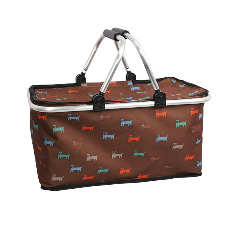 new Large Picnic Basket Shopping Travel Camping Grocery Bags Leak-Proof Insulated Folding thermal cooler basket bag