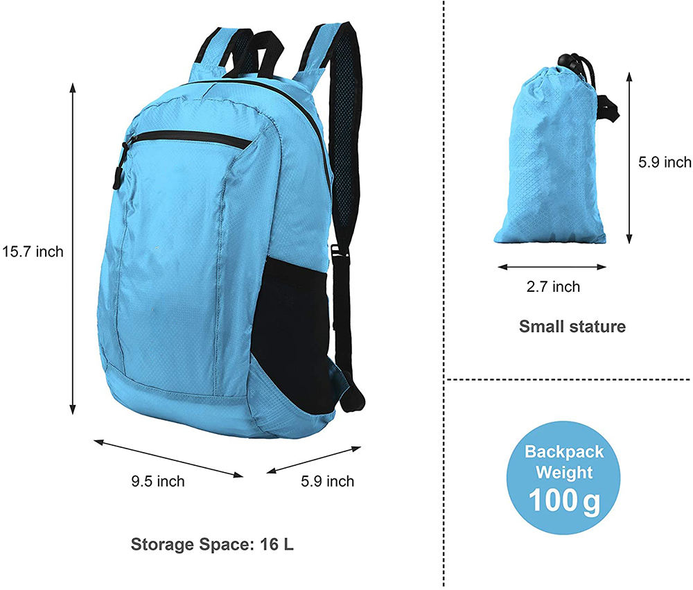 large capacity foldable travel backpack custom logo waterproof nylon hiking backpack folding travel bag