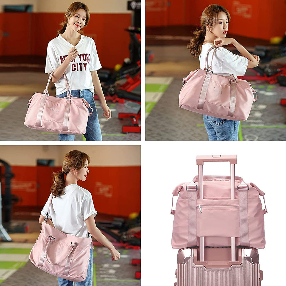custom waterproof women duffle tote bags custom nylon travel duffel bag with dry wet separation