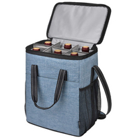 Blue Large Shoulder Picnic Wine Cooler Bag With Bottle Holder For Men And Women