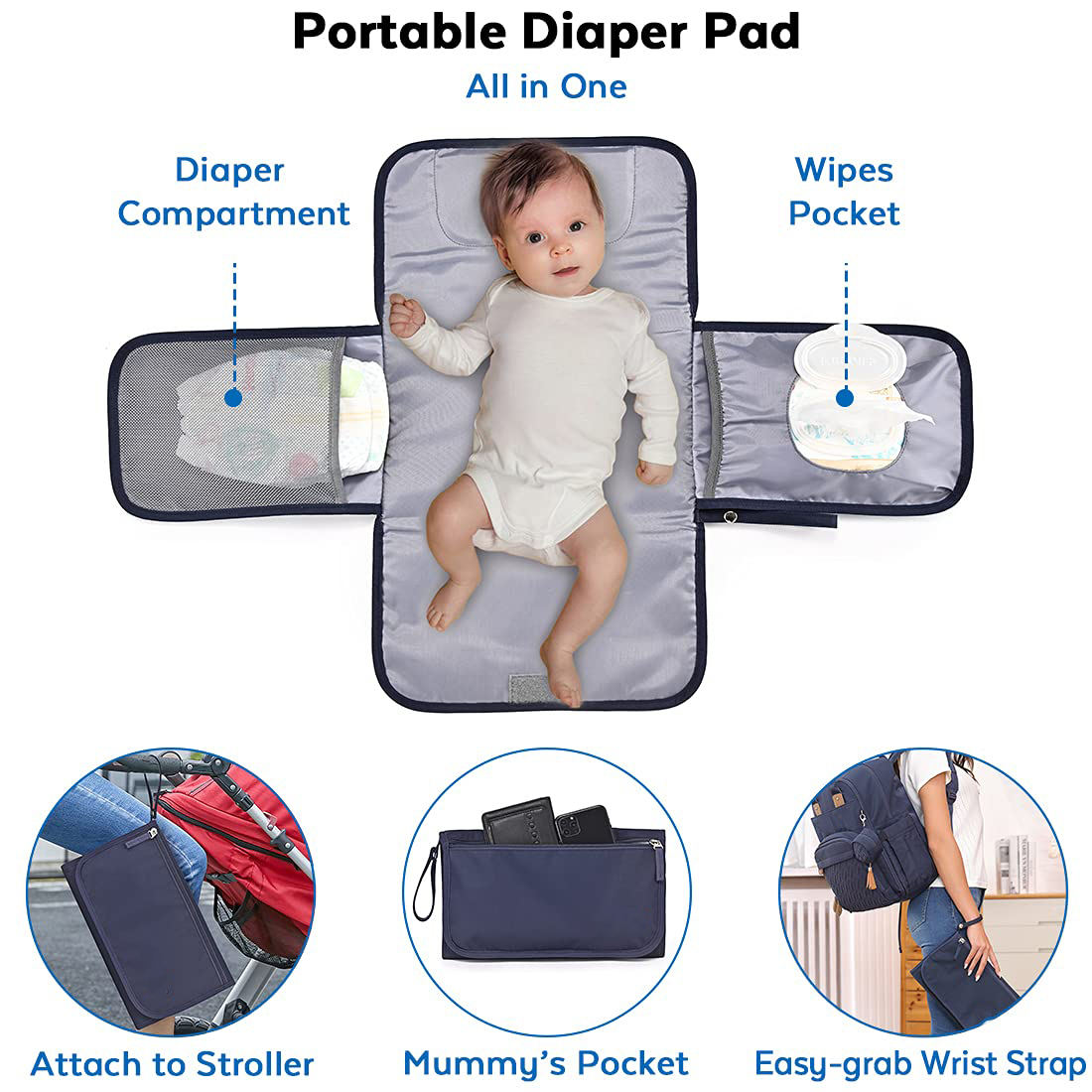 Diaper Bag Baby Nappy Changing Bags Multifunction Waterproof Backpack With Changing Pad Stroller Straps Pacifier Case Unisex