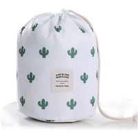 High Quality Custom Print Lazy Drawstring Cosmetic Makeup Bag Soft Waterproof Travel Cosmetic Toiletry Bag