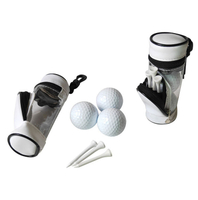 Detachable Custom Mini Golf Accessories Pouch Leather Cylinder Golf Tee Ball Storage Bag with PVC Window Factory