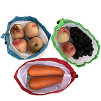 Eco-friendly reusable RPET laundry washable mesh produce bag for store food fruit vegetable