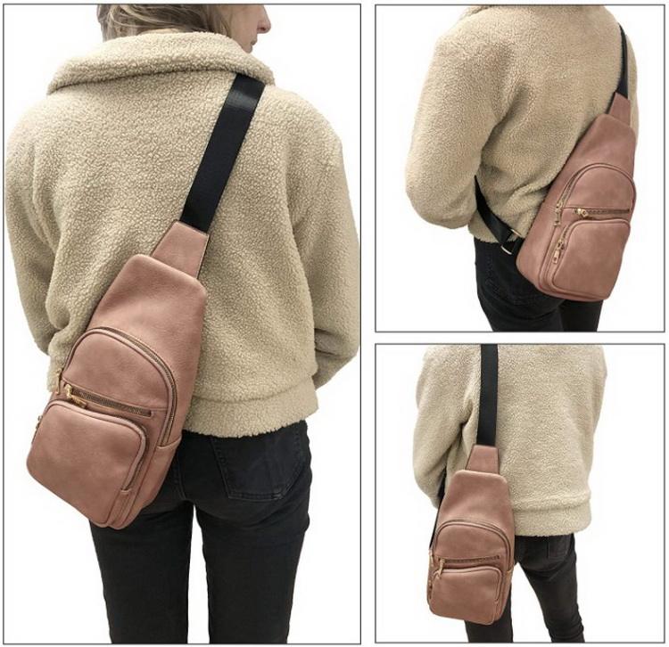 Private Label Single Shoulder Backpack Bicycle Travelling Sling Chest Daypack Casual Leather Cross Body Bag