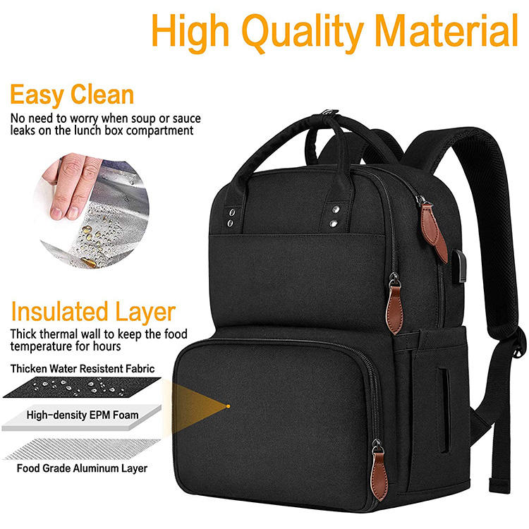 Durable Oxford Polyester Dual Deck Food Drink Lunch Carry Backpack With Insulated Cooler Compartment