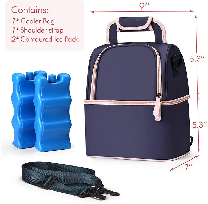Dual Compartment Lunch Bag Stroller Organizer Baby Bottle Breastmilk Cooler Bag
