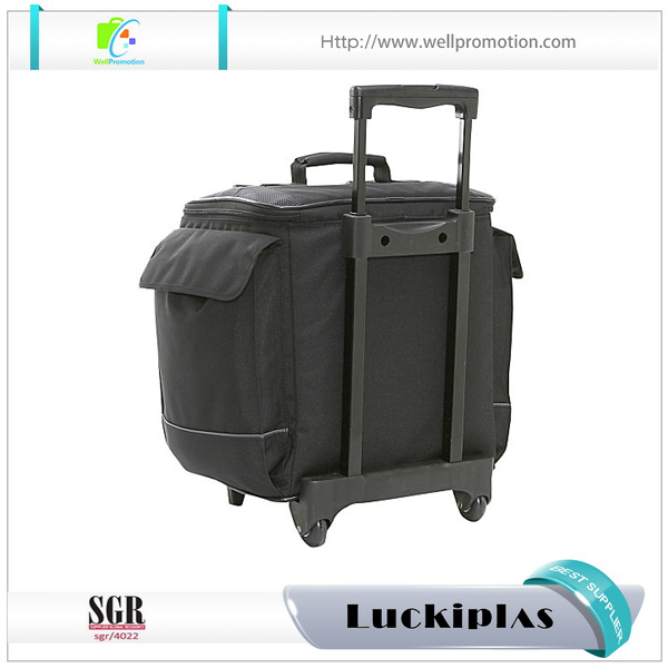 블랙 강한 12 병 휴대용 와인 쿨러 가방 바퀴