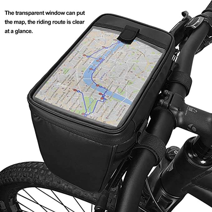 Custom Logo Bike Handlebar Bag Reflective Strip Bike Front Bag Bike Frame Bag With Transparent Cellphone Pouch For Cycling