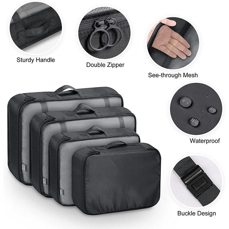 Waterproof lightweight compression luggage suitcase clothes organizer 8 pcs set packing cubes for travel