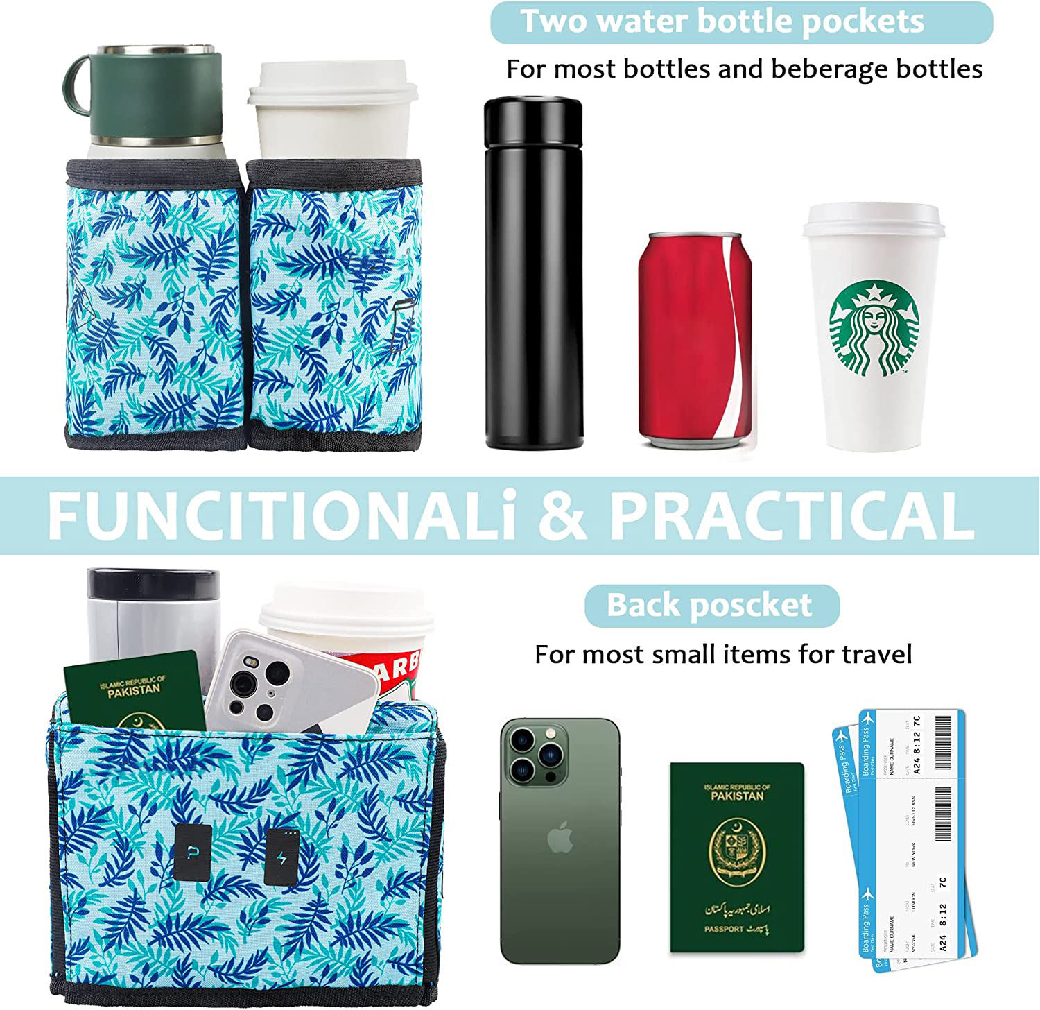 Luggage Travel Drink Bag Cup Holder Free Your Hand For Drink Beverages Caddy Coffee With Backpack Fits All Suitcase Handles