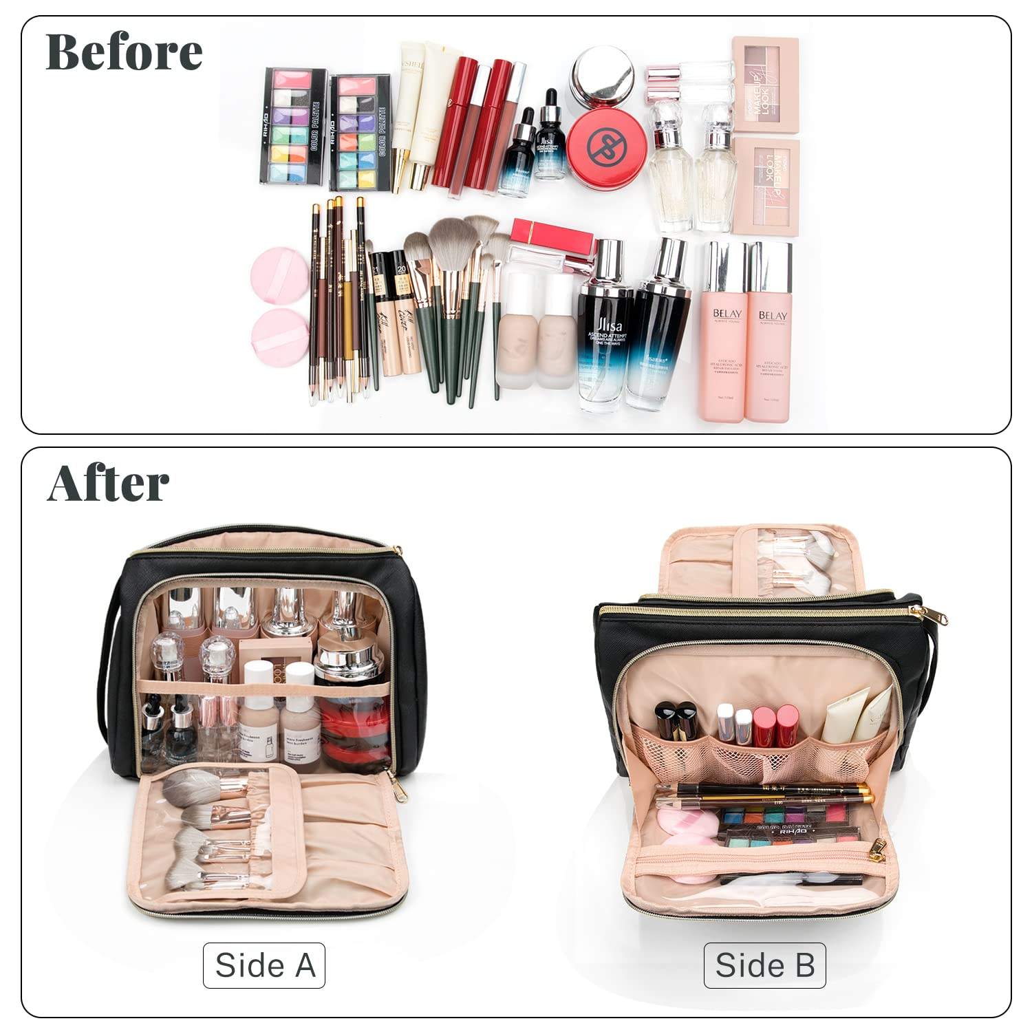 durable strip custom logo cosmetic pouch makeup storage bag large space organizer cosmetic pouch makeup bag